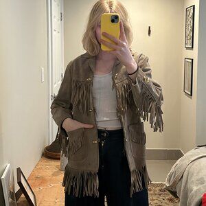 Vintage Fringe Suede Leather Coat